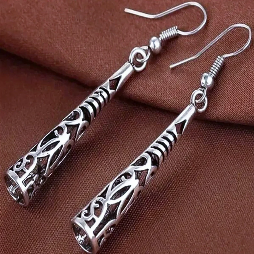 Silver Boho Totem Drop Earrings - Picture 1 of 5
